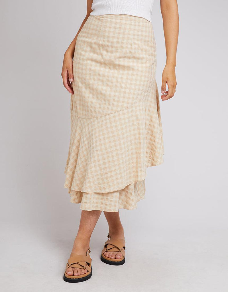 All About Eve-Georgette Maxi Skirt Oatmeal-Edge Clothing