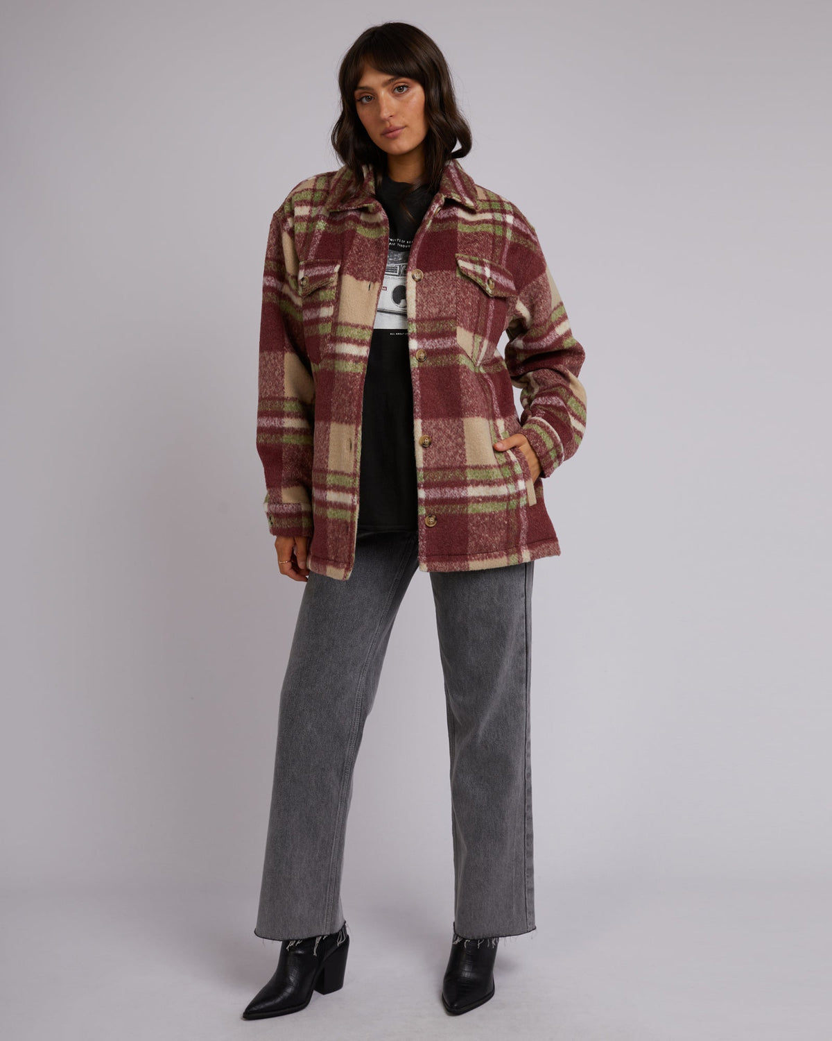 All About Eve-Hilary Check Shacket-Edge Clothing