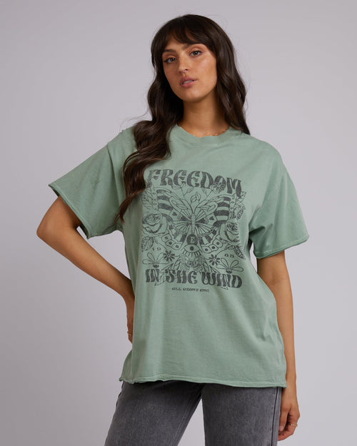 All About Eve-In The Wind Oversized Tee Sage-Edge Clothing