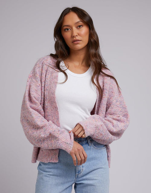 All About Eve-Izzy Crop Knit Cardi Pink-Edge Clothing