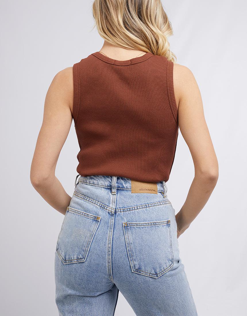 All About Eve-Jasmine Rib Tank Brown-Edge Clothing