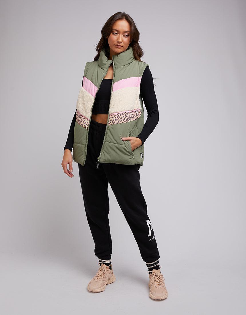 All About Eve-Jordan Puffer Vest Khaki-Edge Clothing