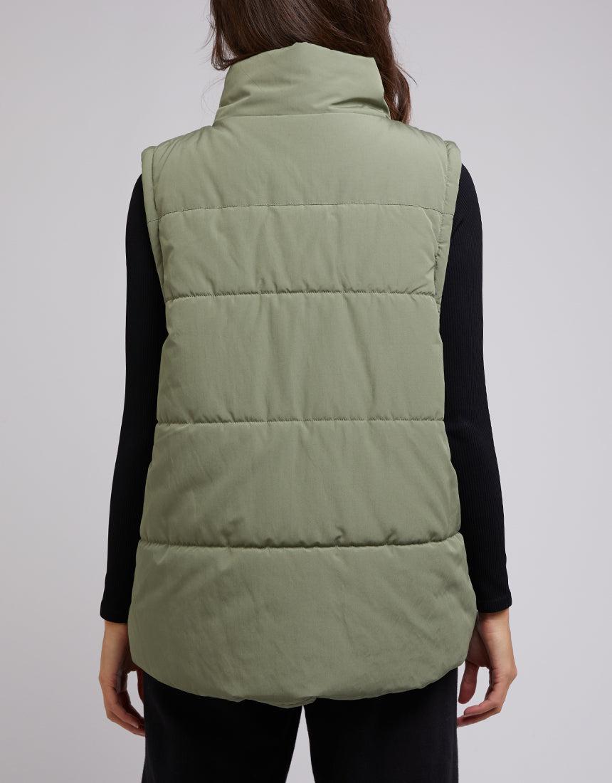 All About Eve-Jordan Puffer Vest Khaki-Edge Clothing