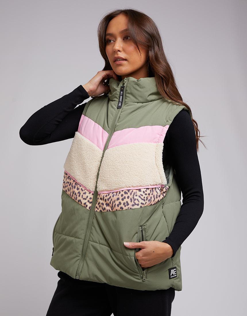 All About Eve-Jordan Puffer Vest Khaki-Edge Clothing