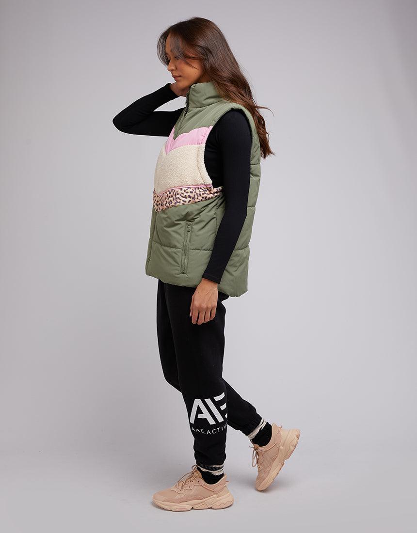 All About Eve-Jordan Puffer Vest Khaki-Edge Clothing