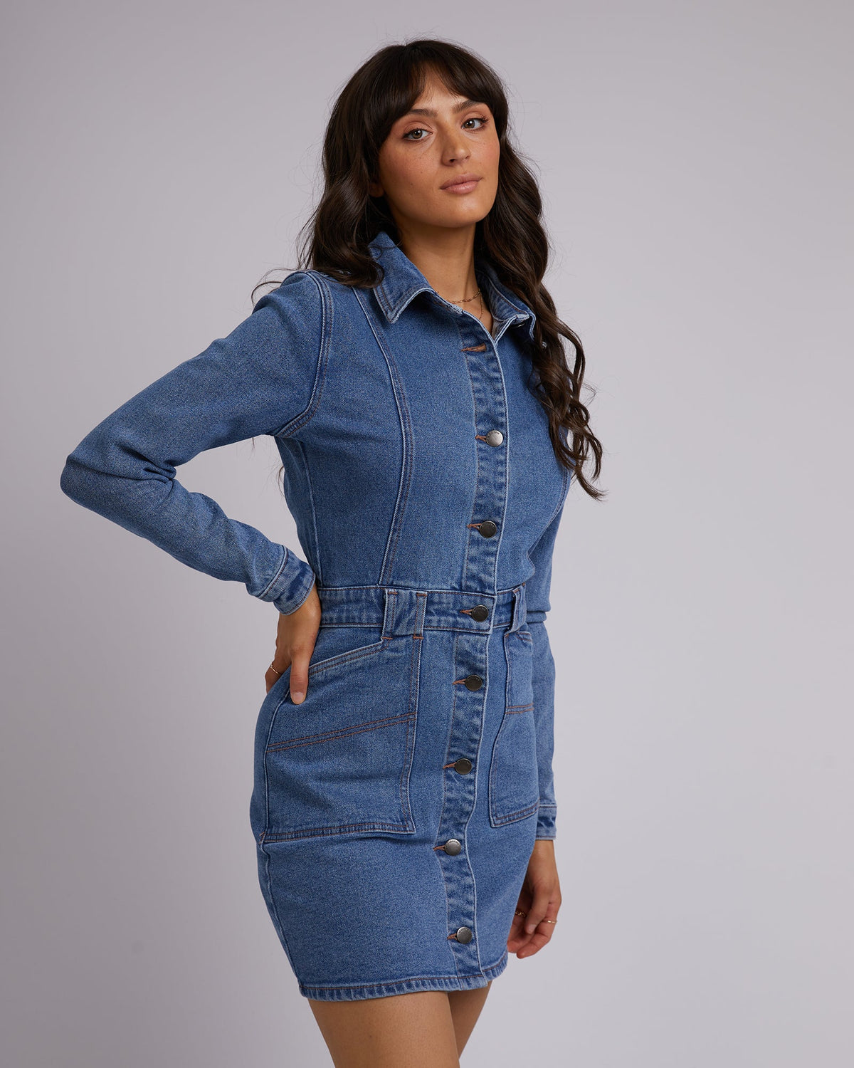 All About Eve-Kayla Denim Mini Dress Heritage Blue-Edge Clothing
