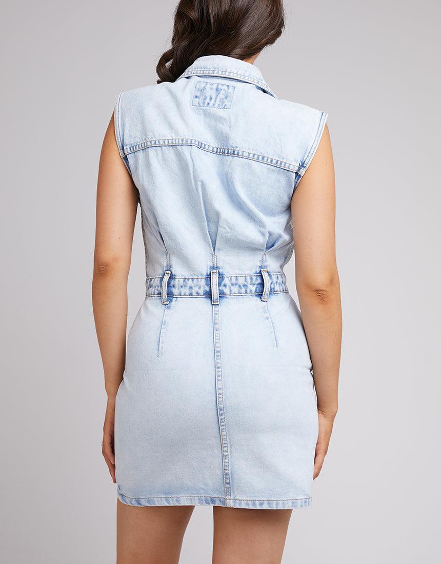 All About Eve-Kennedy Denim Mini Dress Bleach-Edge Clothing