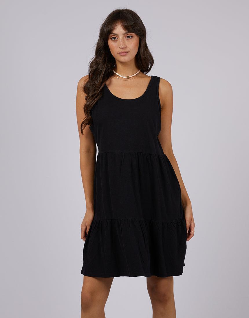 All About Eve-Linen Mini Dress Black-Edge Clothing