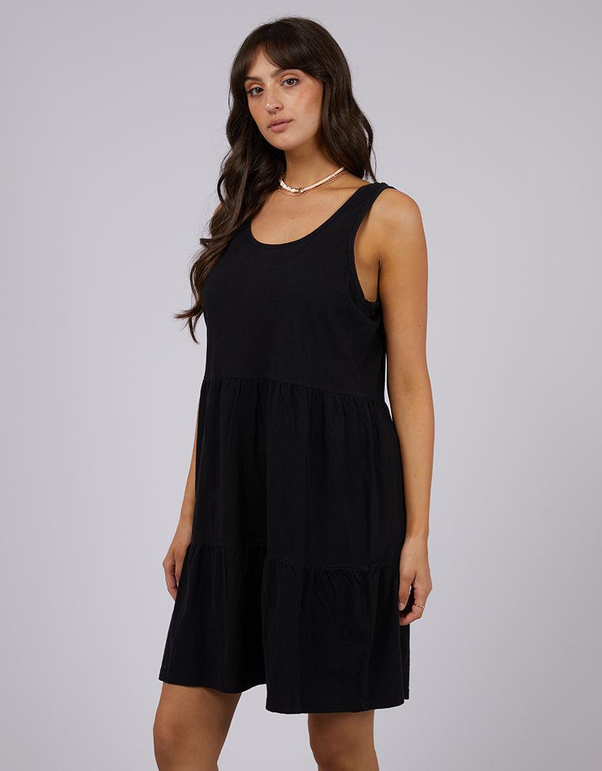 All About Eve-Linen Mini Dress Black-Edge Clothing