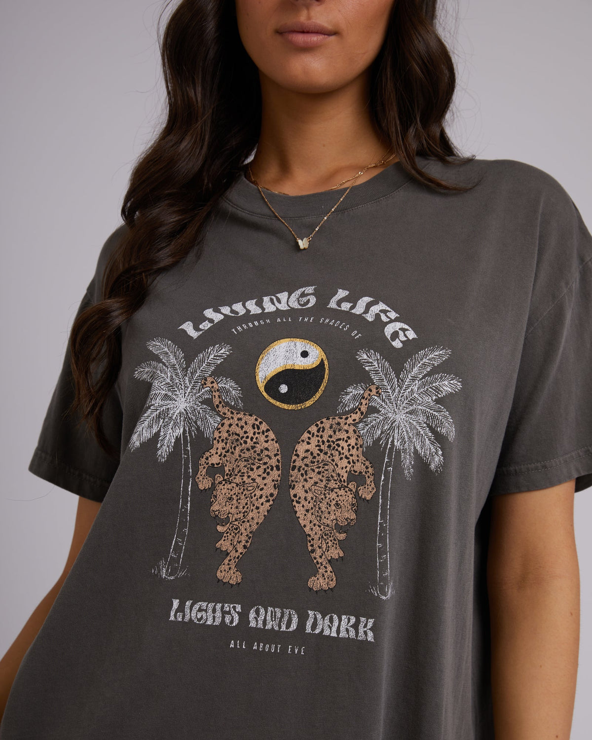 All About Eve-Living Life Standard Tee Charcoal-Edge Clothing