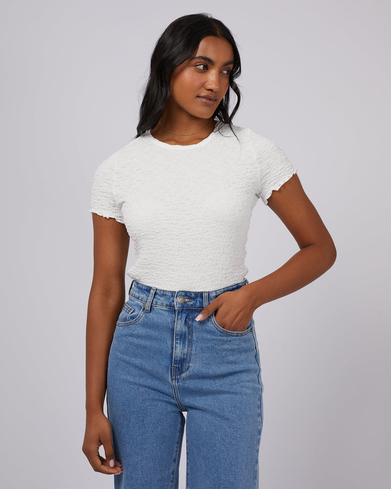 All About Eve-Lyla Baby Tee White-Edge Clothing