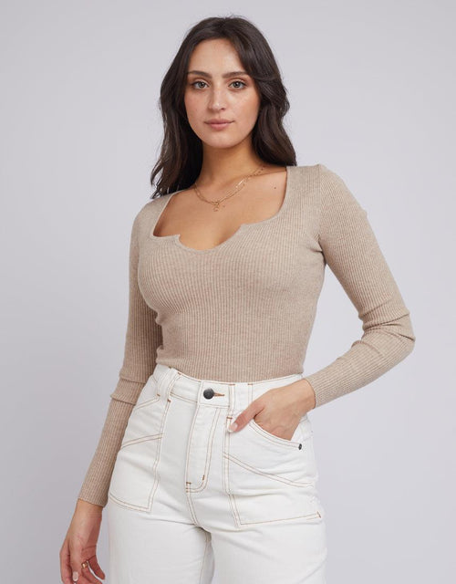 All About Eve-Mae Knit Top Oatmeal-Edge Clothing