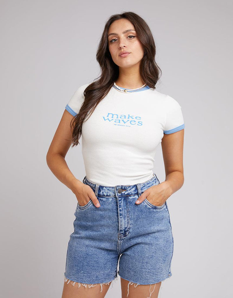 All About Eve-Make Waves Tee White-Edge Clothing
