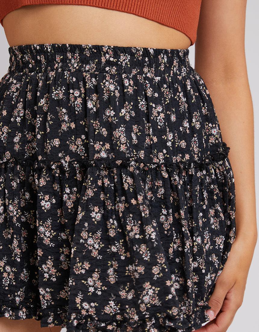All About Eve-Maya Floral Mini Skirt Black-Edge Clothing