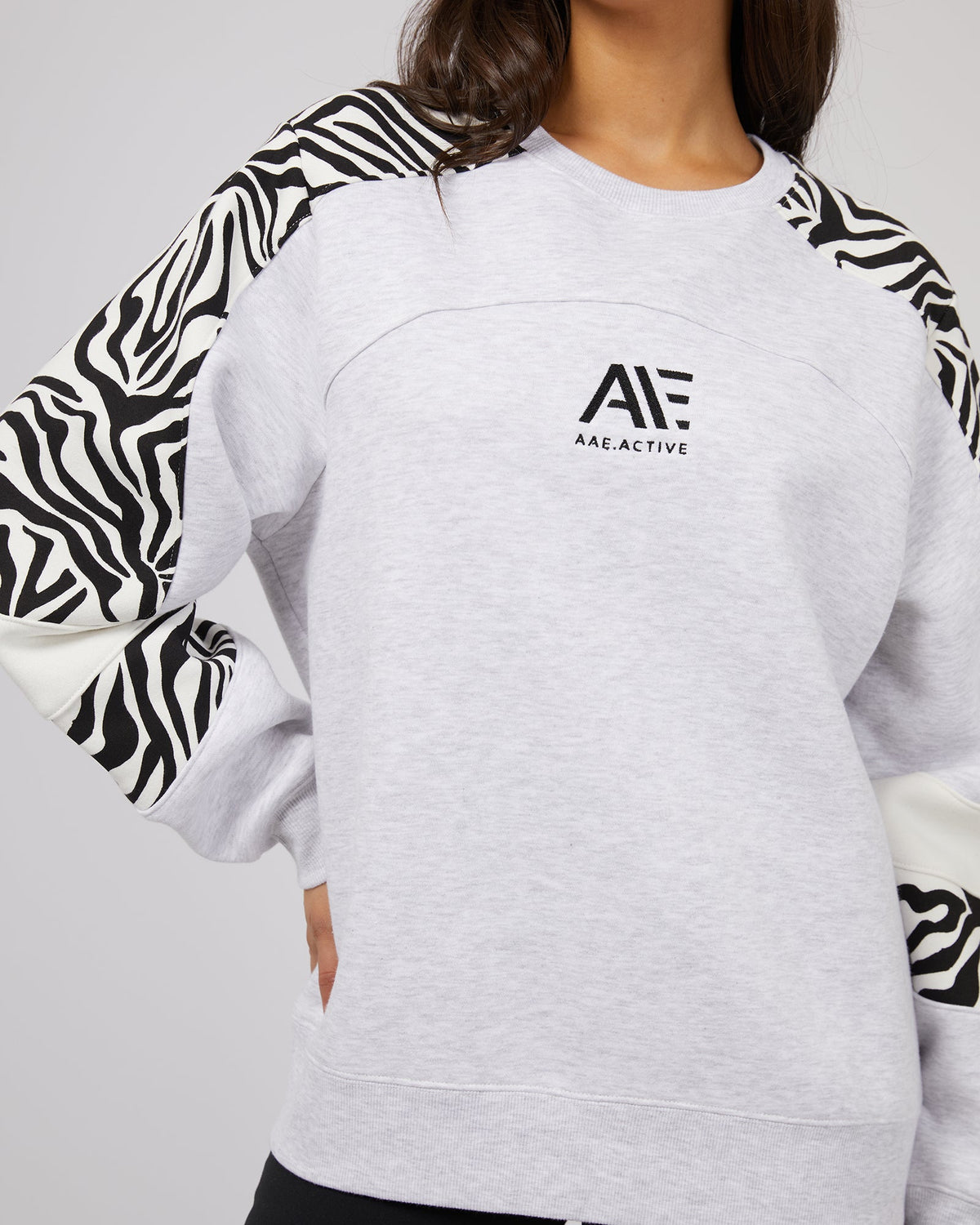 All About Eve-Parker Panelled Crew Snow Marle-Edge Clothing