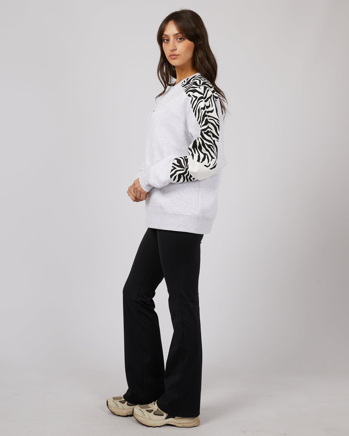 All About Eve-Parker Panelled Crew Snow Marle-Edge Clothing