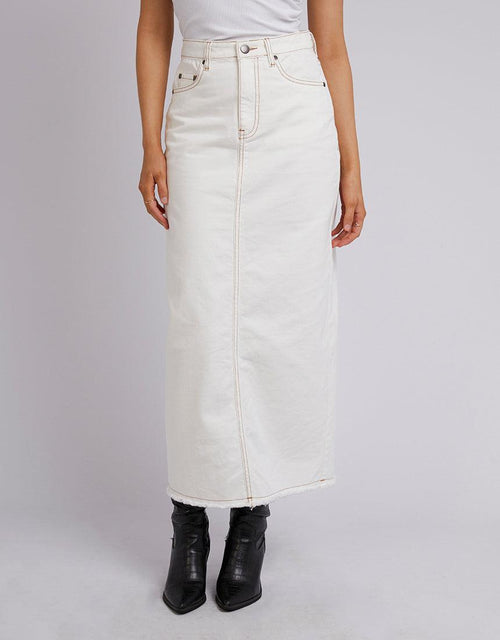 All About Eve-Ray Denim Maxi Skirt Vintage White-Edge Clothing