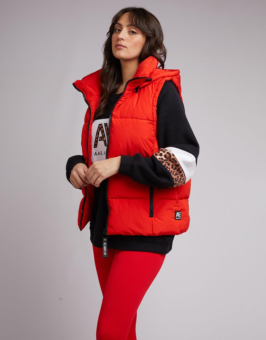 All About Eve-Remi Luxe Puffer Vest Red-Edge Clothing