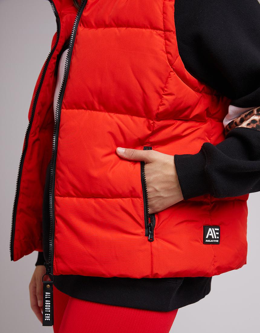 All About Eve-Remi Luxe Puffer Vest Red-Edge Clothing