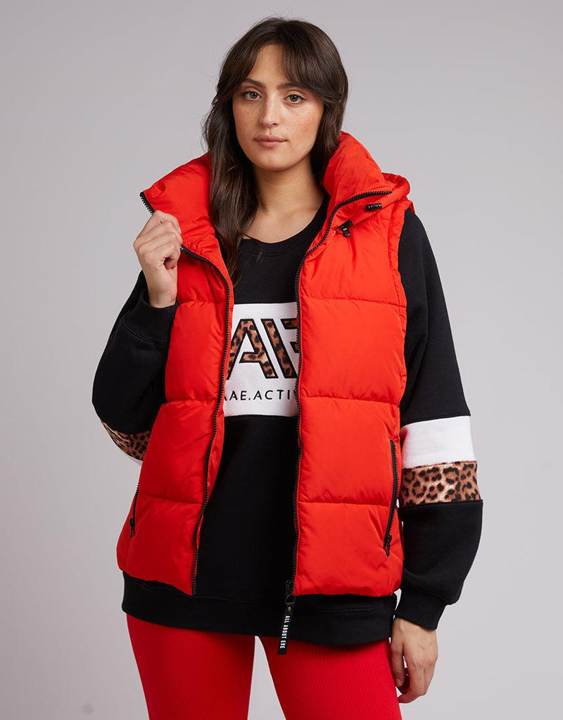 All About Eve-Remi Luxe Puffer Vest Red-Edge Clothing