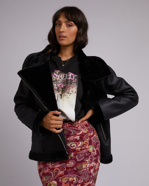 All About Eve-Rory Aviator Jacket Black-Edge Clothing
