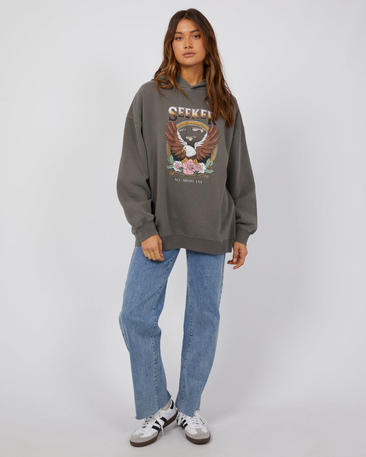 All About Eve-Seeker Oversized Hoodie Charcoal-Edge Clothing