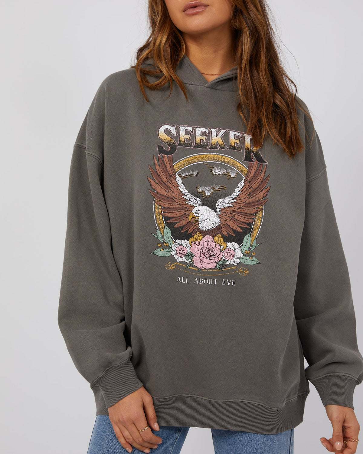 All About Eve-Seeker Oversized Hoodie Charcoal-Edge Clothing
