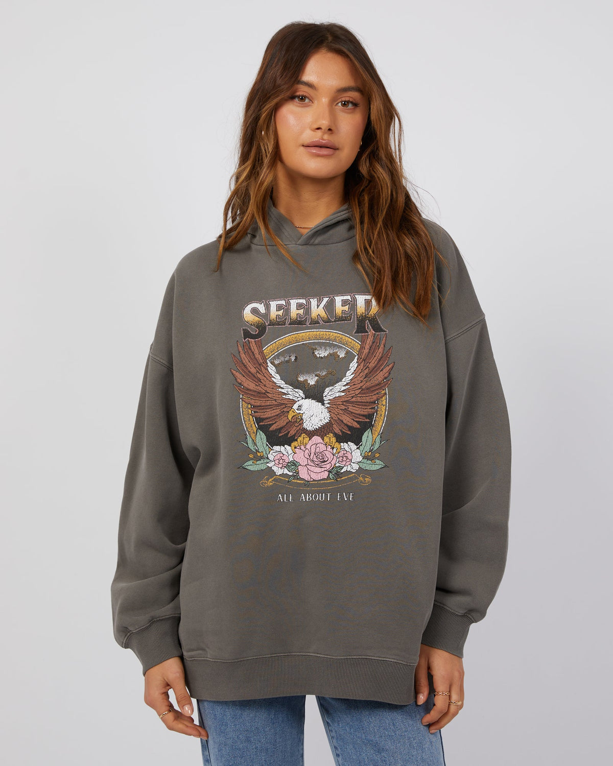 All About Eve-Seeker Oversized Hoodie Charcoal-Edge Clothing