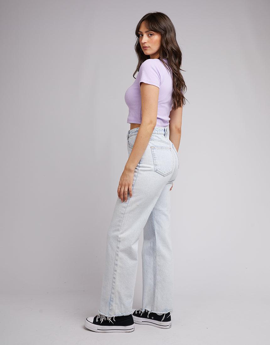 All About Eve-States Crop Tee Purple-Edge Clothing