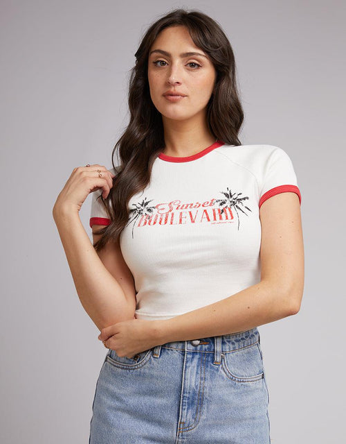 All About Eve-Sunset Raglan Tee Vintage White-Edge Clothing