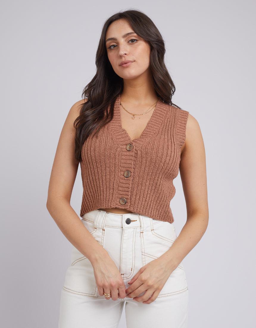 All About Eve-Tilly Knit Vest Tan-Edge Clothing