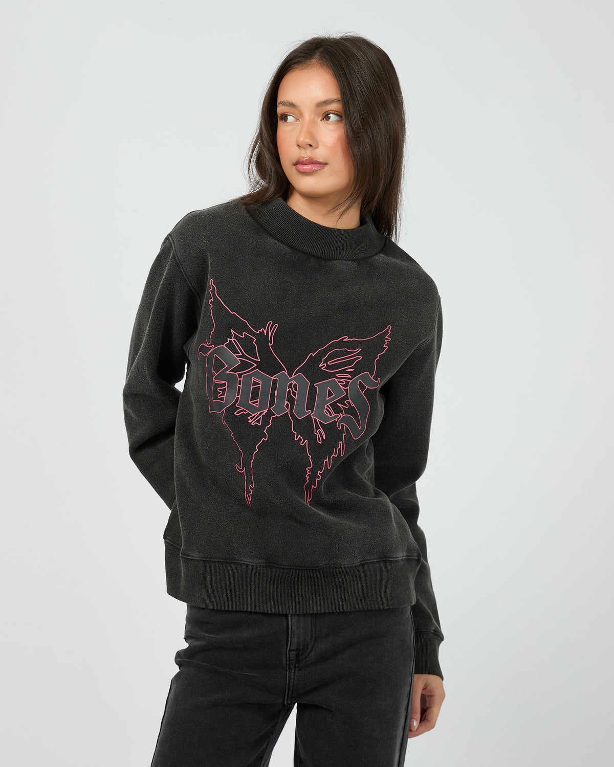 Bones Butterfly High Crew Washed Black