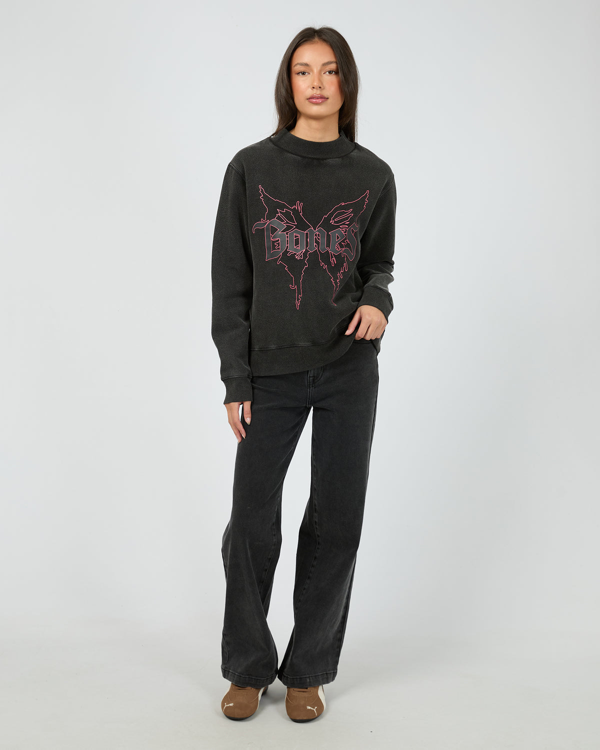 Bones Butterfly High Crew Washed Black