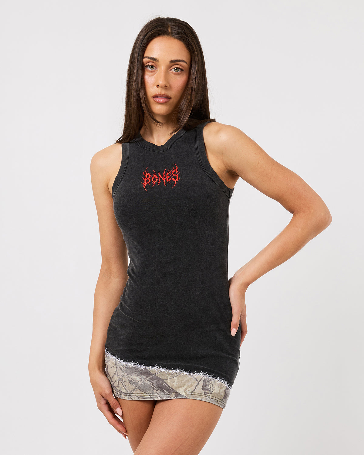 Thorned Camo Dress Washed Black