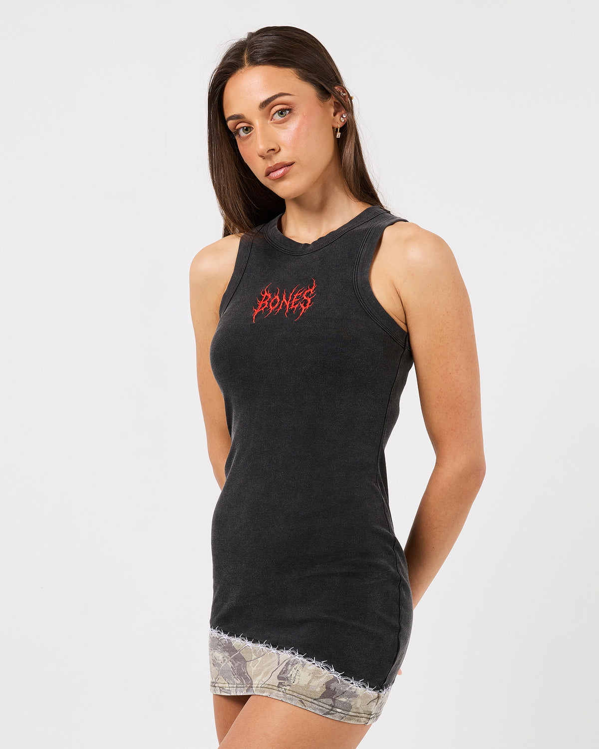 Thorned Camo Dress Washed Black
