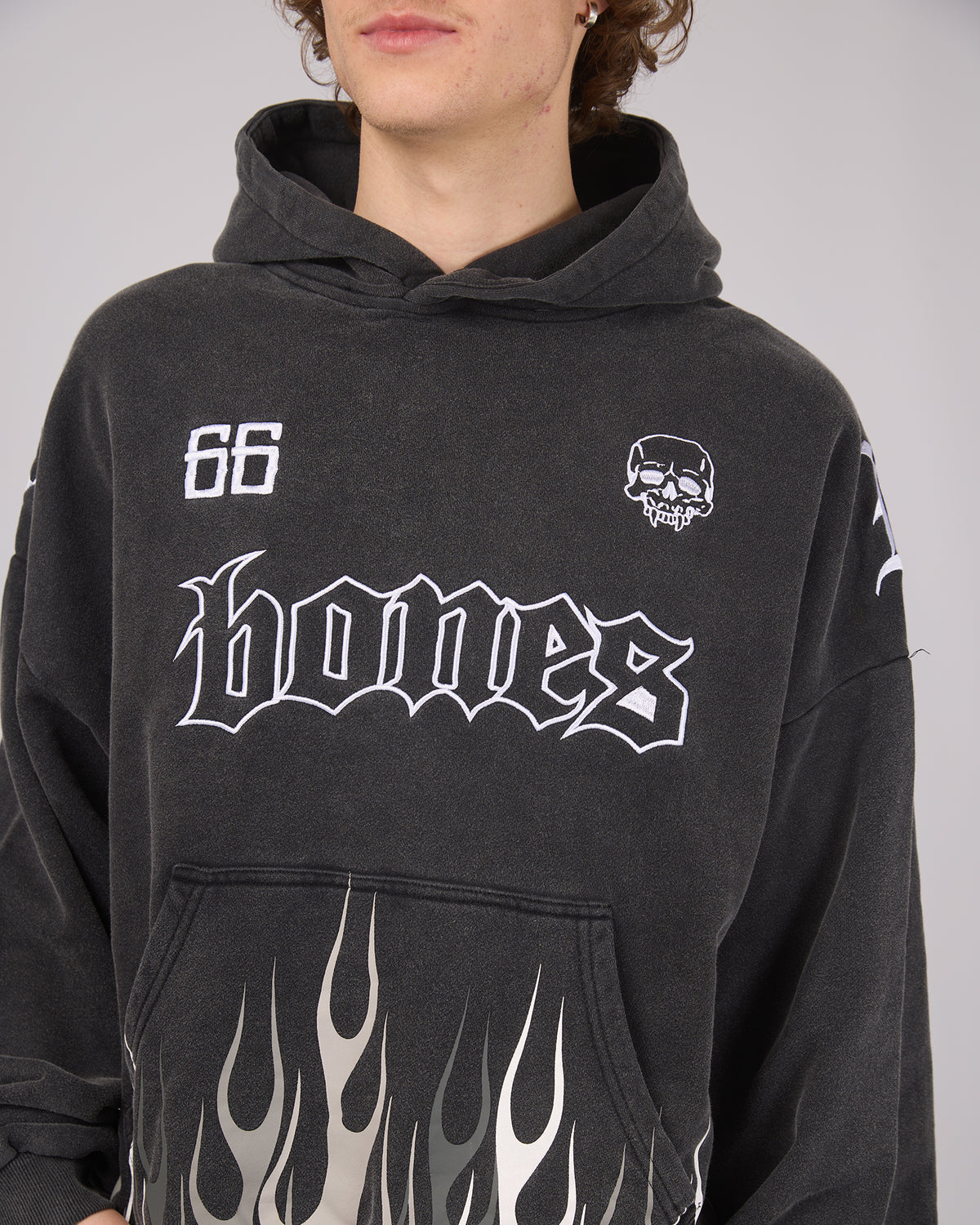Bones Club Hoodie Washed Black