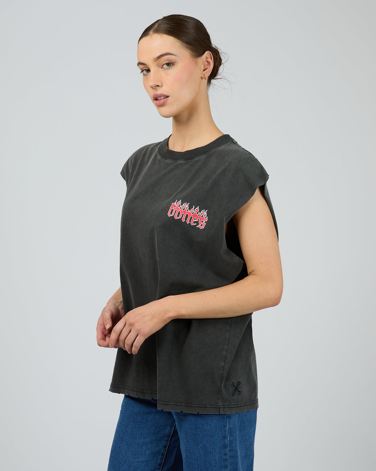 Burning Bones Muscle Tank Vintage Black