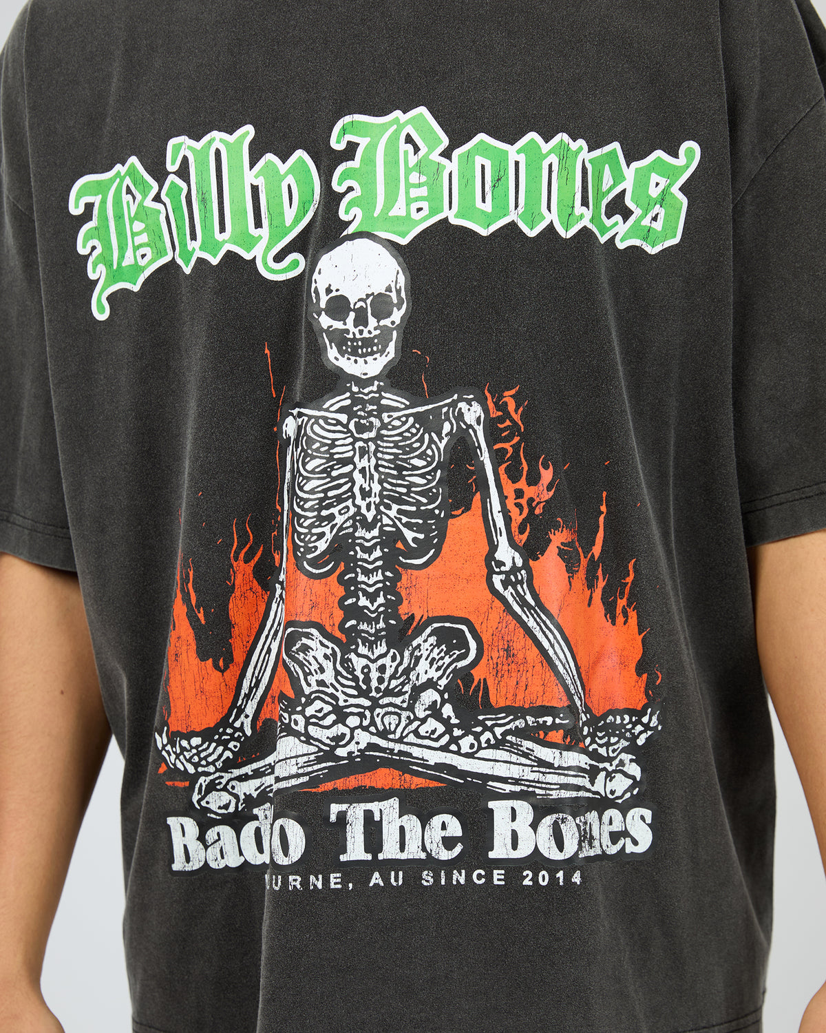 Skeleton Campout Box Tee Washed Black