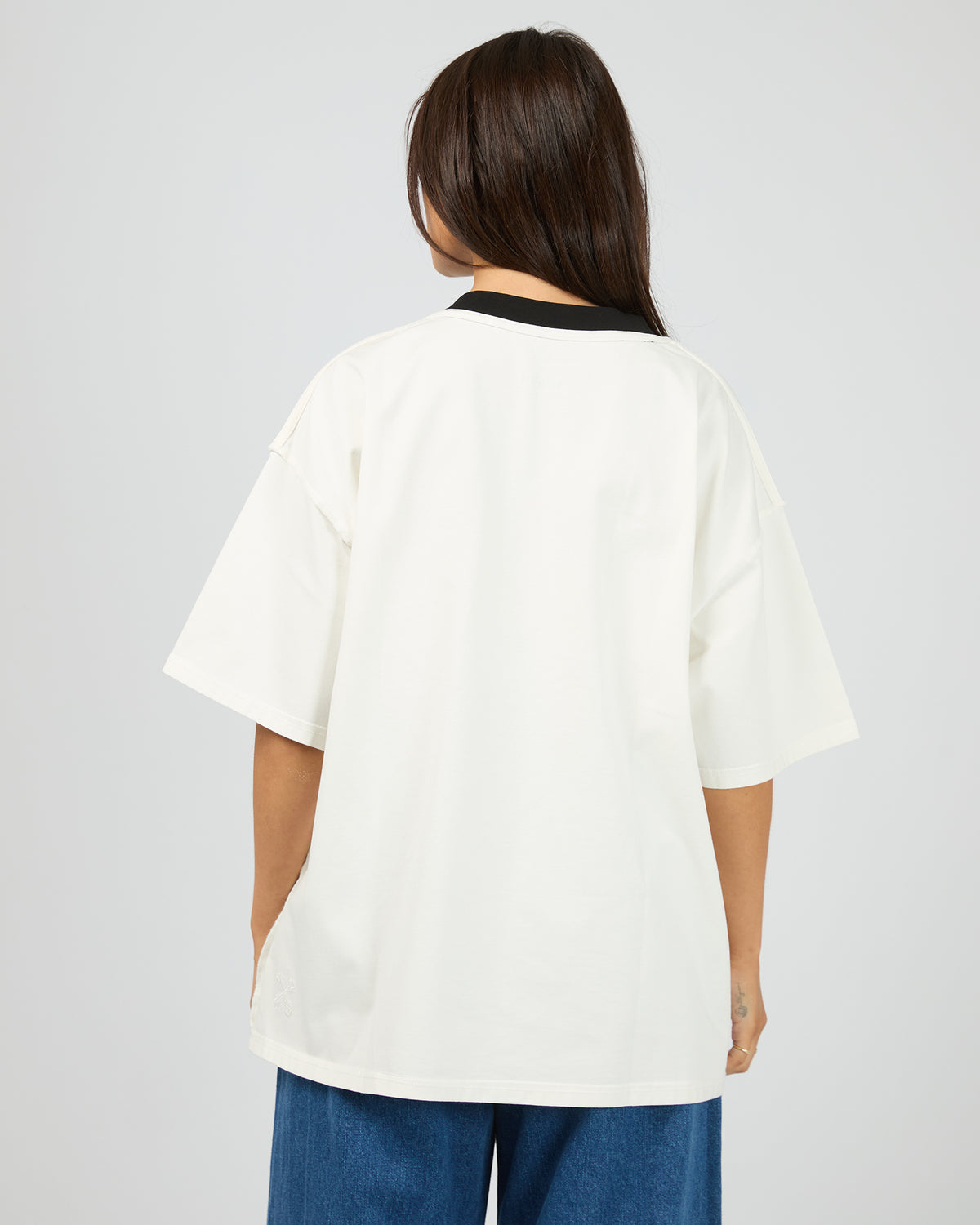 Flames Oversized Contrast Rip Tee White