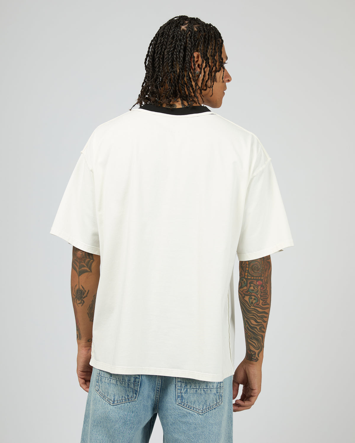 Flames Oversized Contrast Rip Tee White