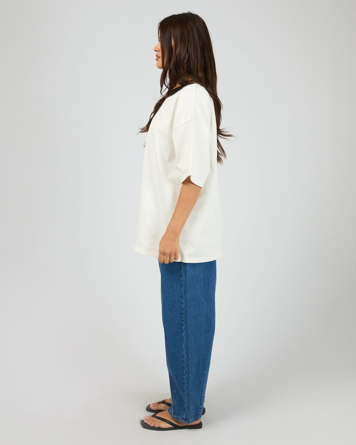 Flames Oversized Contrast Rip Tee White
