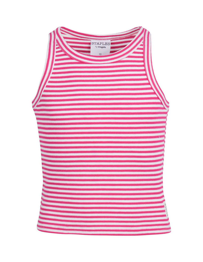 Eve Girl 8-16-Everyday Stripe Rib Tank Hot Pink-Edge Clothing