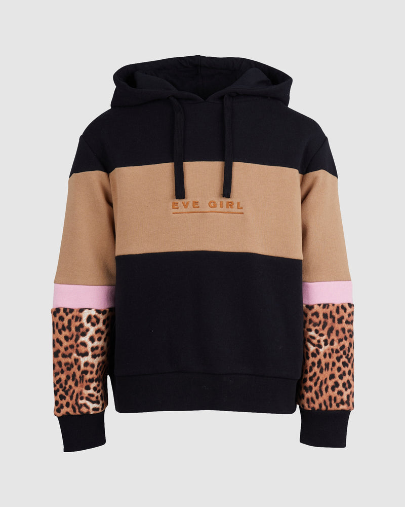 Eve Girl 8-16-Leopard Panel Hoody Black-Edge Clothing
