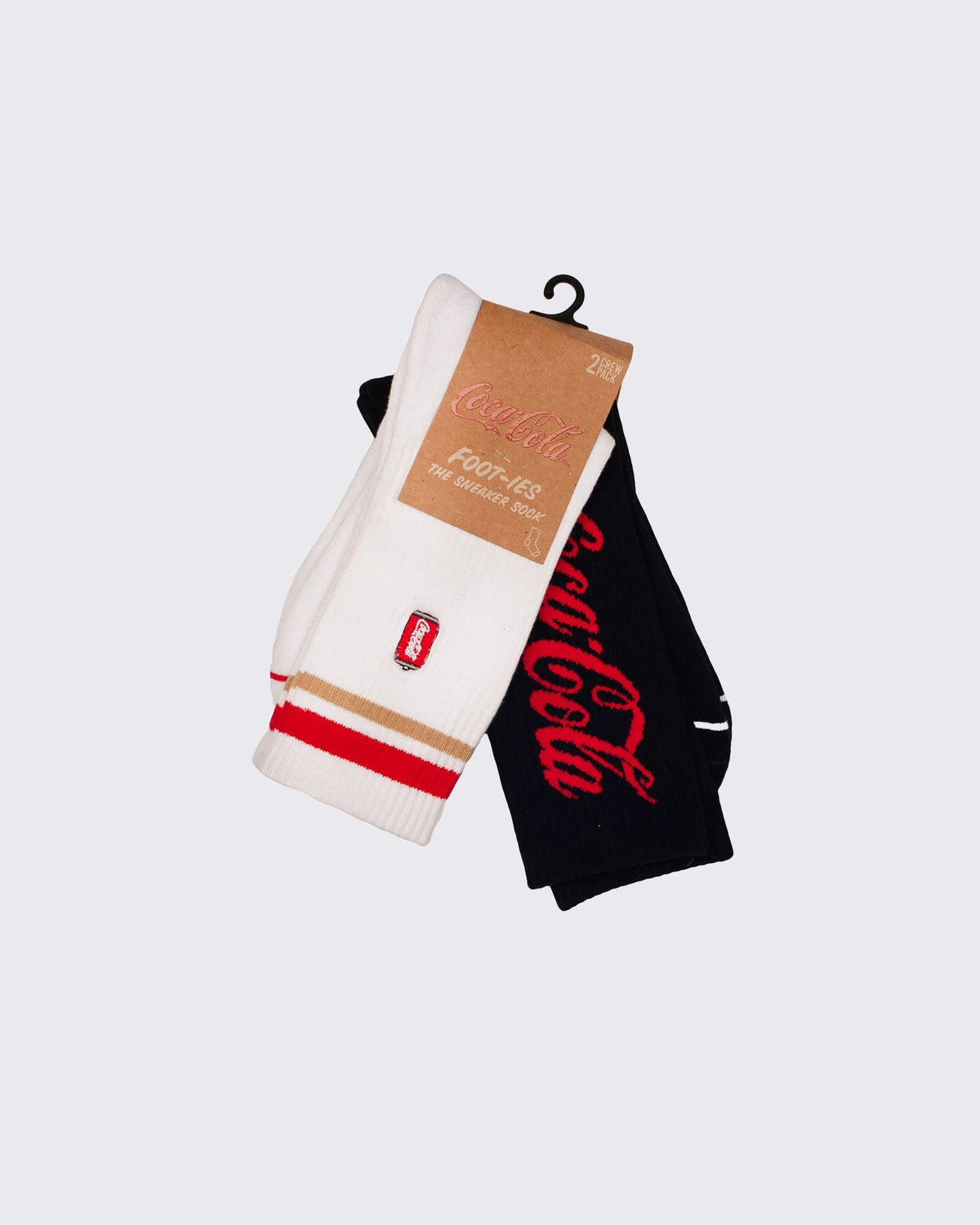 Foot-ies-Coke Can Sneaker 2 Pk Sock White Black-Edge Clothing