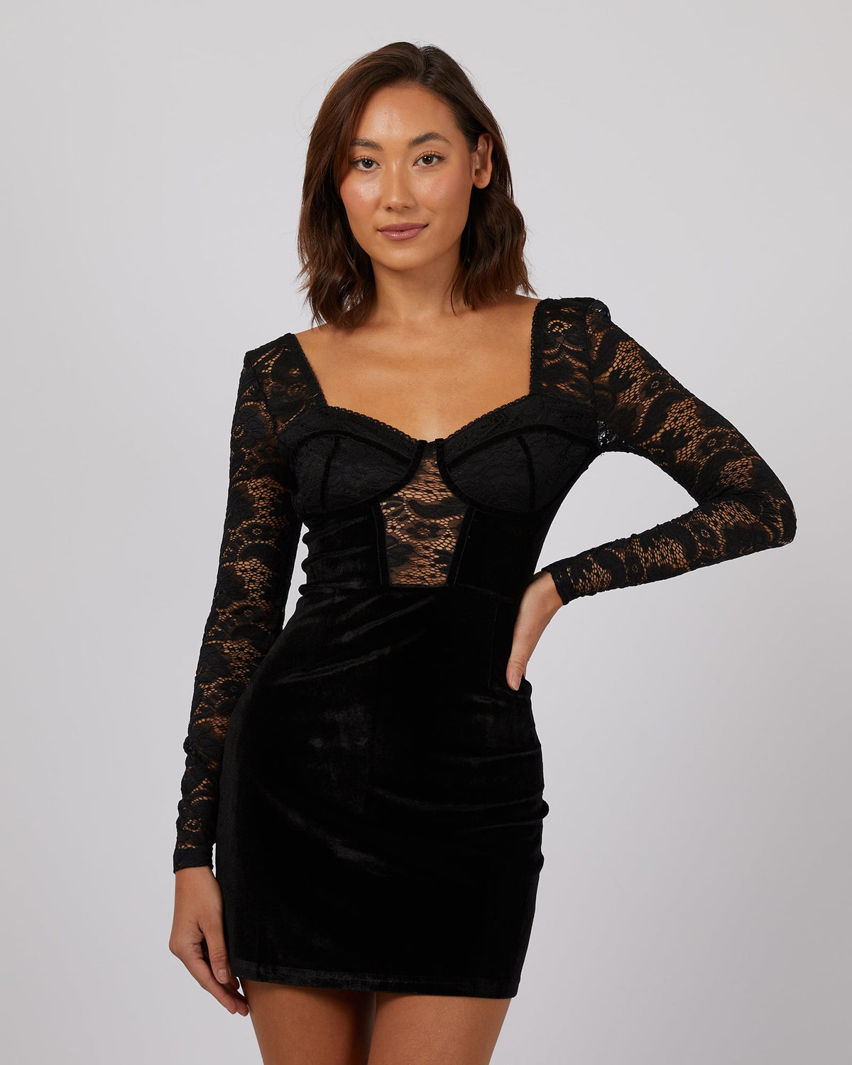 Jorge-Alina Long Sleeve Mini Dress Black-Edge Clothing