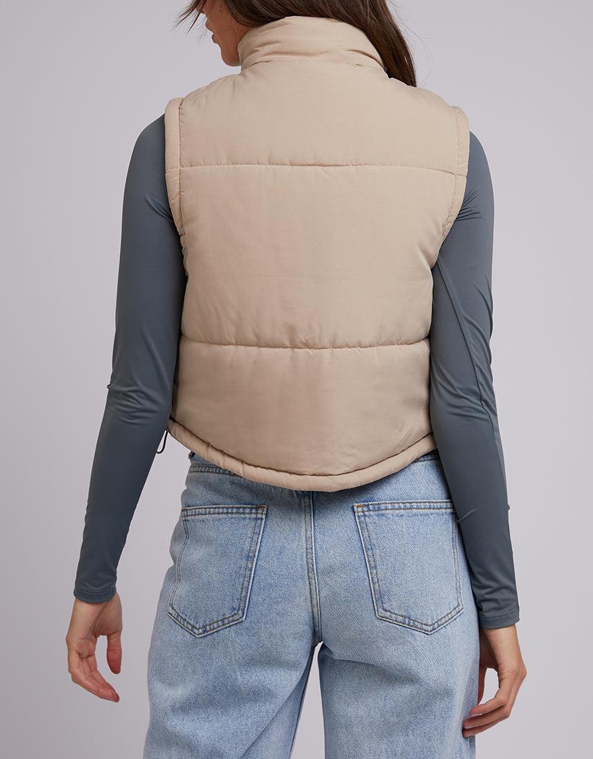Jorge-Ella Cropped Puffer Vest Beige-Edge Clothing