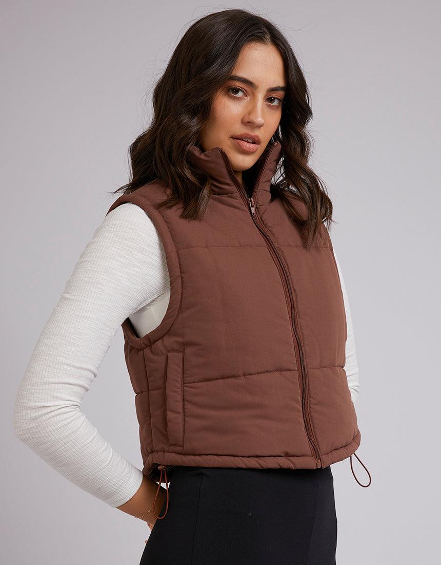 Jorge-Ella Cropped Puffer Vest Brown-Edge Clothing