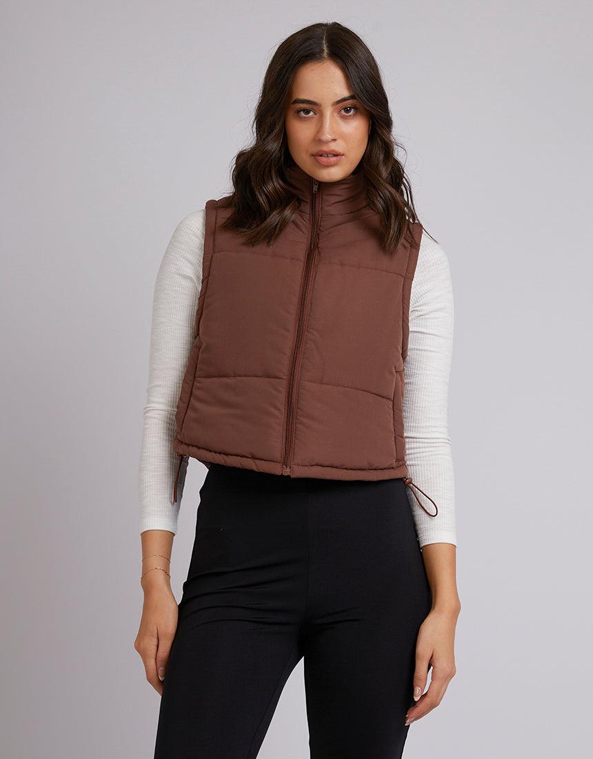 Jorge-Ella Cropped Puffer Vest Brown-Edge Clothing