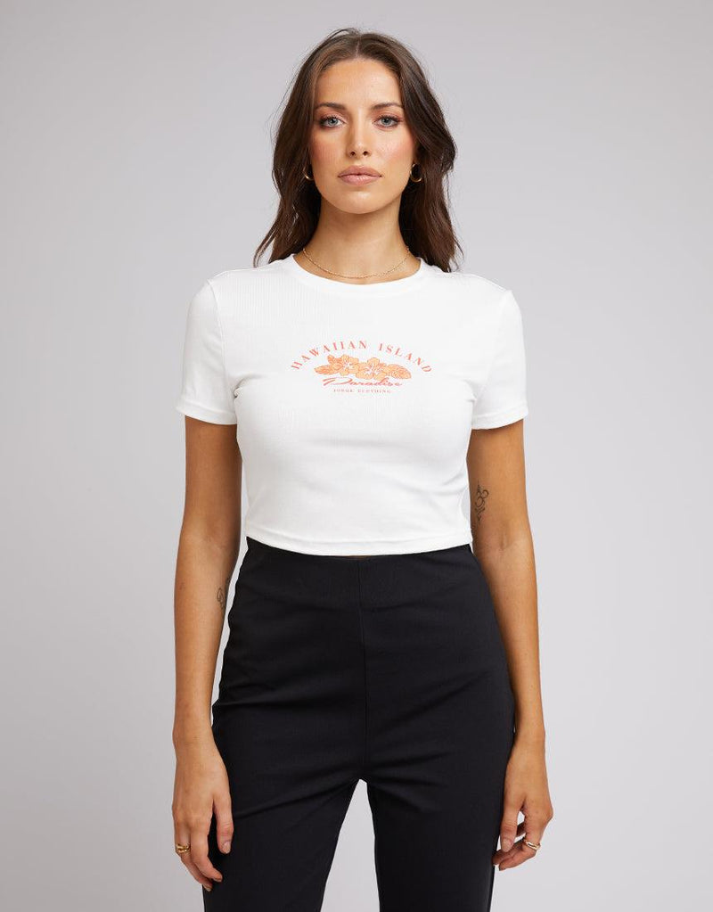 Jorge-Paradise Baby Tee White-Edge Clothing