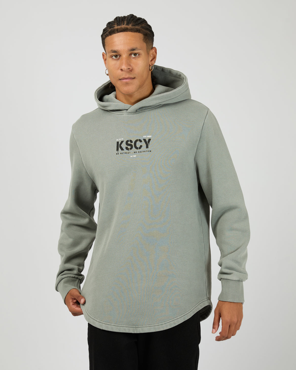 Reverence Dual Curved Hoodie Neutral Grey